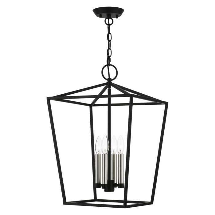 Devone 4-Light Chandelier in Black w with Brushed Nickel