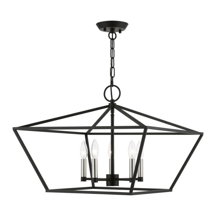 Devone 5-Light Chandelier in Black w with Brushed Nickel