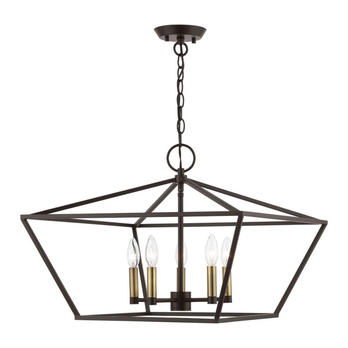 Devone 5-Light Chandelier in Bronze w with Antique Brass