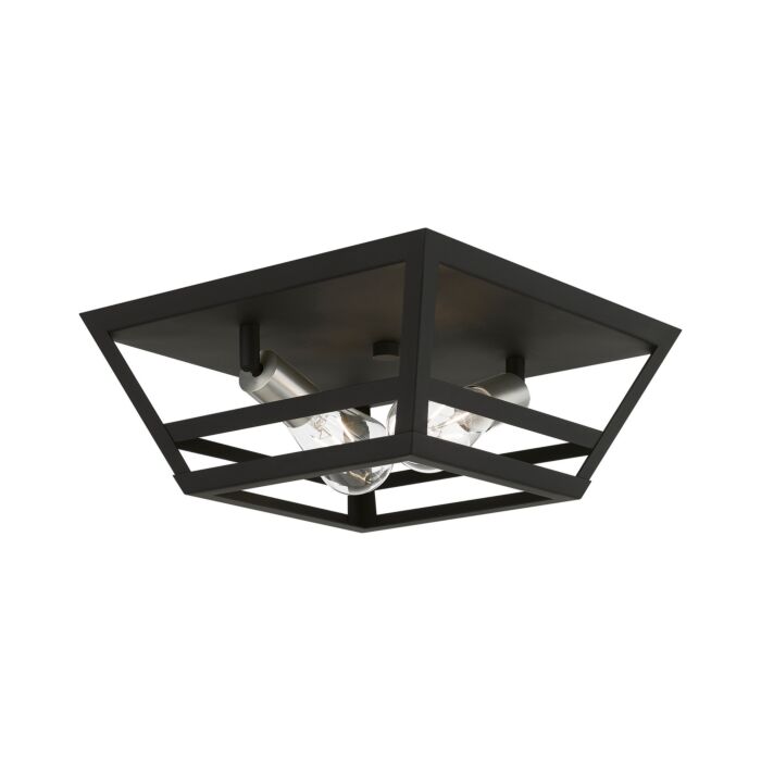 Schofield 2-Light Flush Mount in Black w with Brushed Nickel
