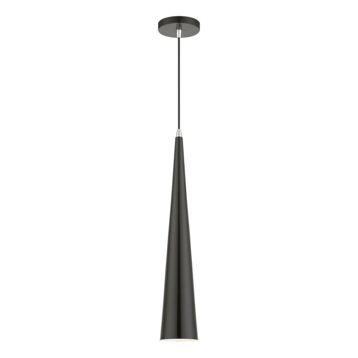 Noho 1-Light Pendant in Shiny Black w with Polished Chrome