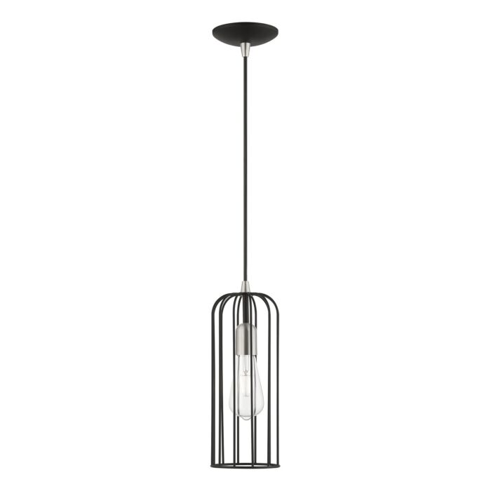 Glenbrook 1-Light Pendant in Black w with Brushed Nickel