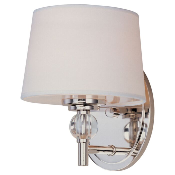 Maxim Lighting Rondo 8.5 Inch White Fabric Wall Sconce in Polished Nickel