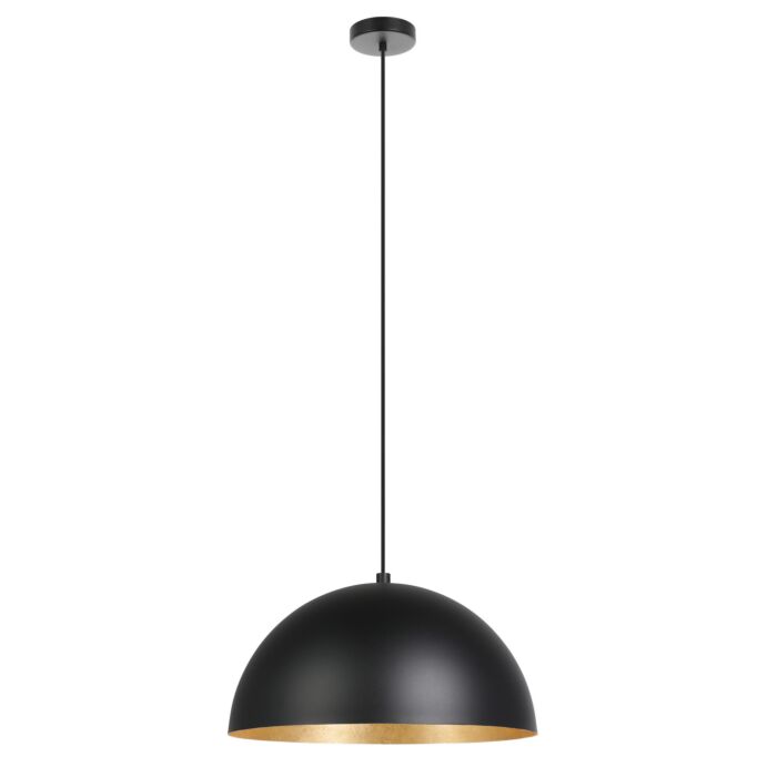 Rafaelino 1-Light Pendant in Structured Black with Gold Leaf