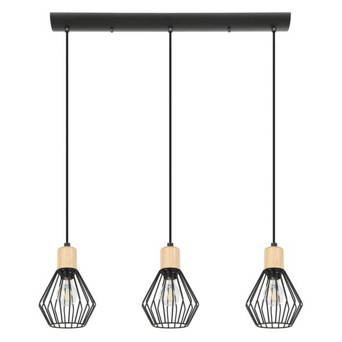 Palmorla 3-Light Pendant in Structured Black