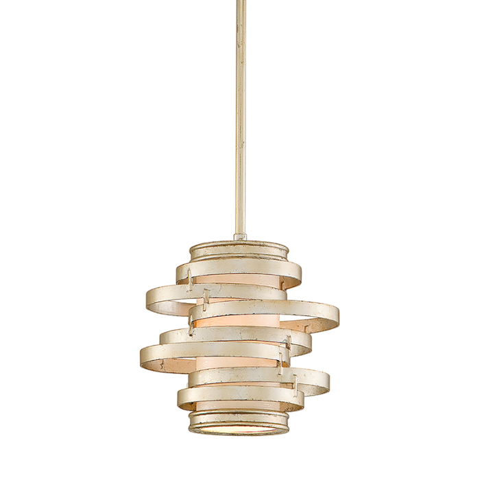 Corbett Vertigo Pendant Light in Modern Silver Leaf