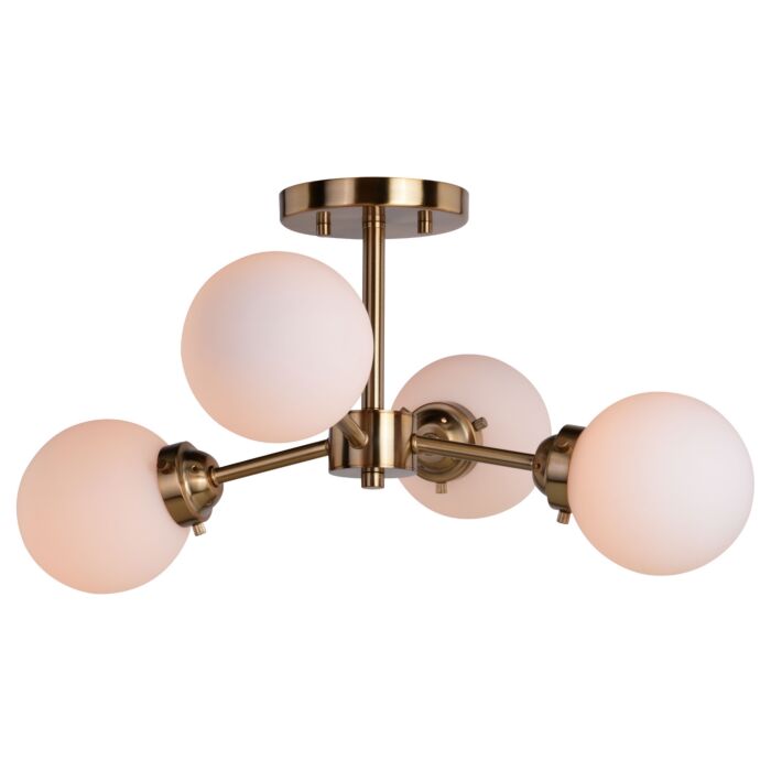 Orbit 4-Light Semi-Flush Mount in Muted Brass