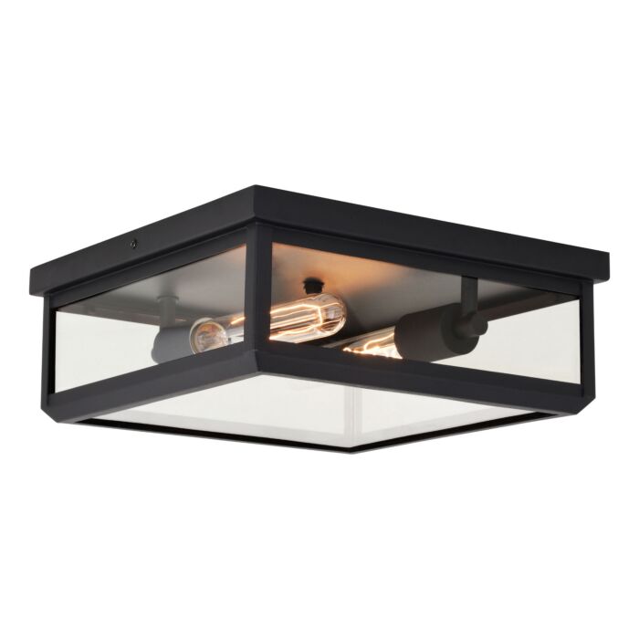 Kinzie 2-Light Outdoor Flush Mount in Textured Black