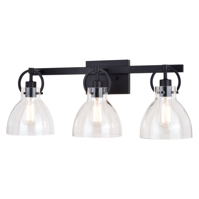Ogden 3-Light Bathroom Vanity Light in Matte Black