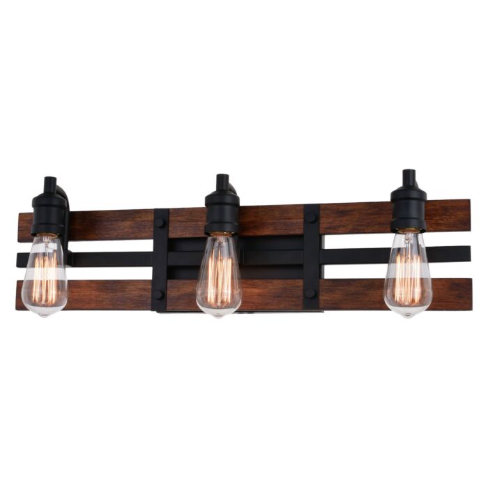 Carrington 3-Light Bathroom Vanity Light in Matte Black and Deep Walnut