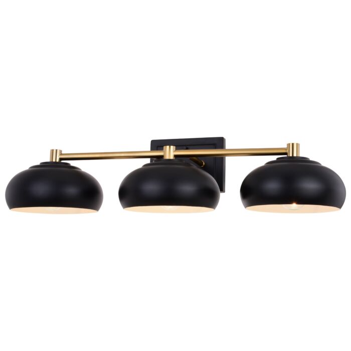 Belmont 3-Light Bathroom Vanity Light in Matte Black and Satin Brass