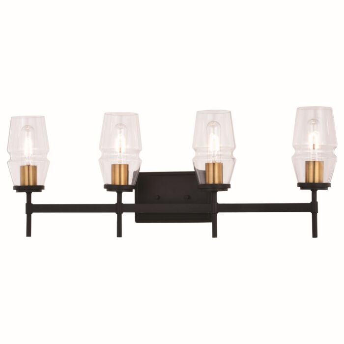 Warren 4-Light Bathroom Vanity Light in Matte Black and Brushed Brass