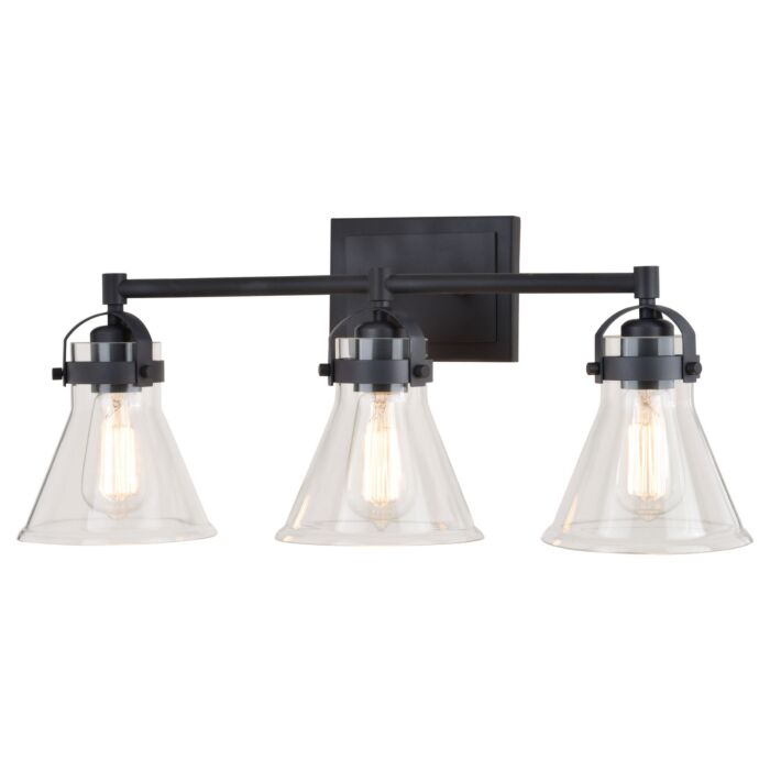 Mason 3-Light Bathroom Vanity Light in Charcoal Black