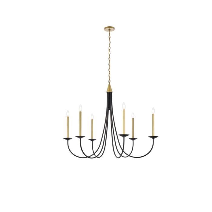 Cohen 6-Light Pendant in Black And Brass