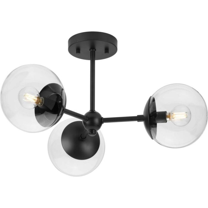 Atwell 3-Light Flush Mount in Matte Black