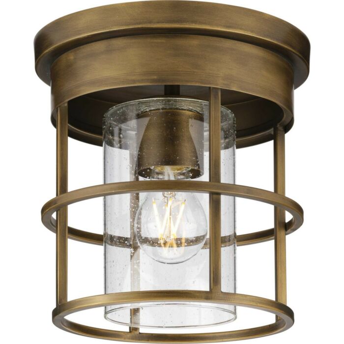 Burgess 1-Light Flush Mount in Aged Bronze
