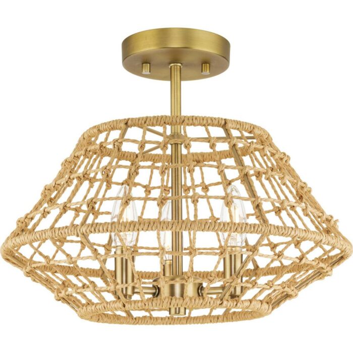 Laila 3-Light Flush Mount in Vintage Brass
