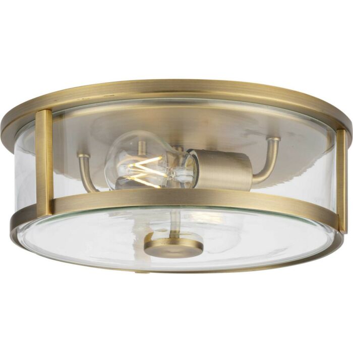 Gilliam 2-Light Flush Mount in Vintage Brass