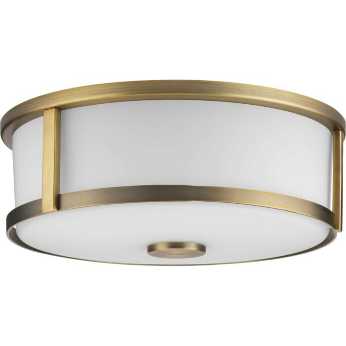 Gilliam 2-Light Flush Mount in Vintage Brass