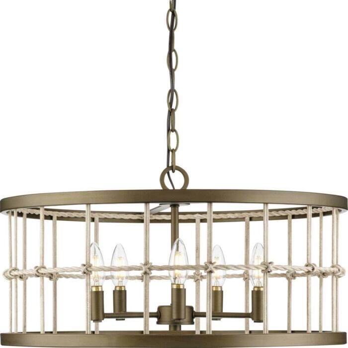 Lattimore 5-Light Chandelier in Aged Brass