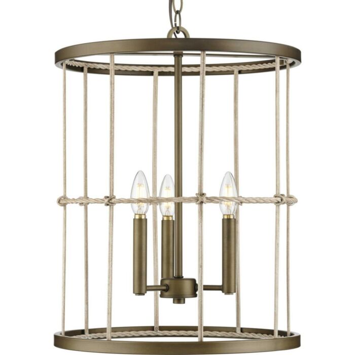 Lattimore 3-Light Hall & Foyer Light in Aged Brass