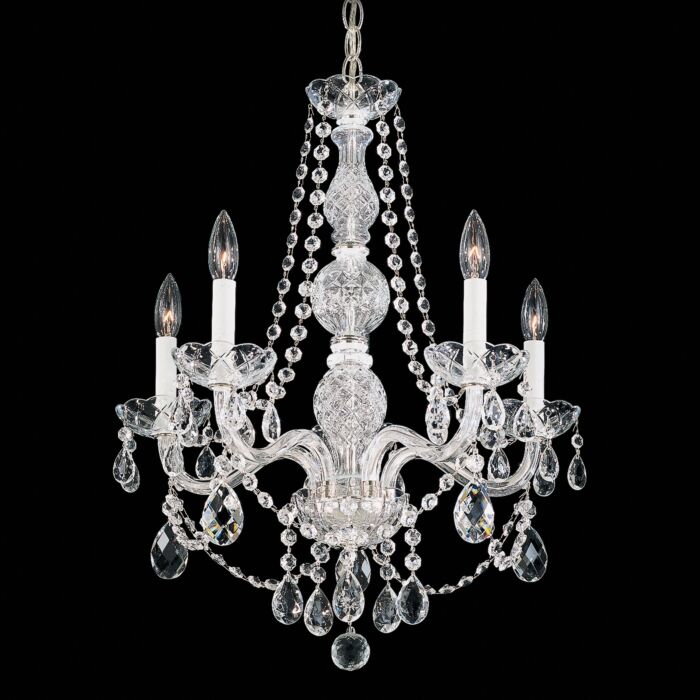 Schonbek Arlington 5 Light Chandelier in Silver with Clear Heritage Crystals