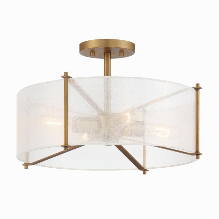 Daybreak 4-Light Semi-Flush Mount in Old Satin Brass