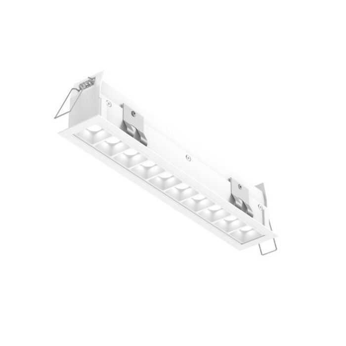 10-Light Recessed Linear with 10 Mini Spot Lights in White