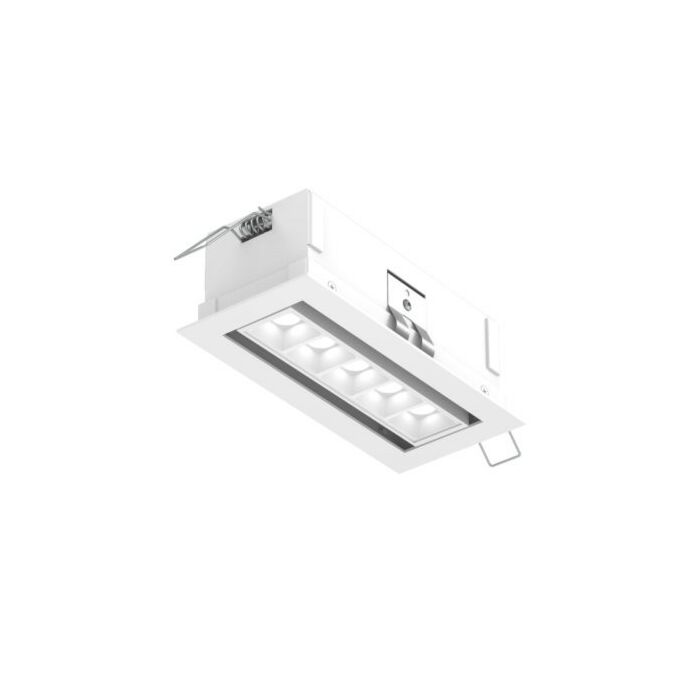 5-Light Recessed Linear with 5 Mini Swivel Spot Lights in White