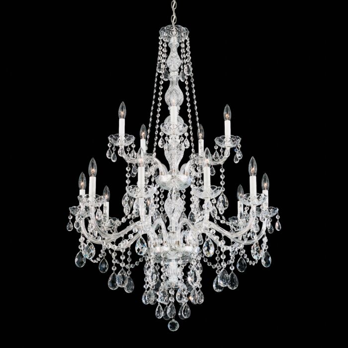 Schonbek Arlington 15 Light Chandelier in Silver with Clear Heritage Crystals