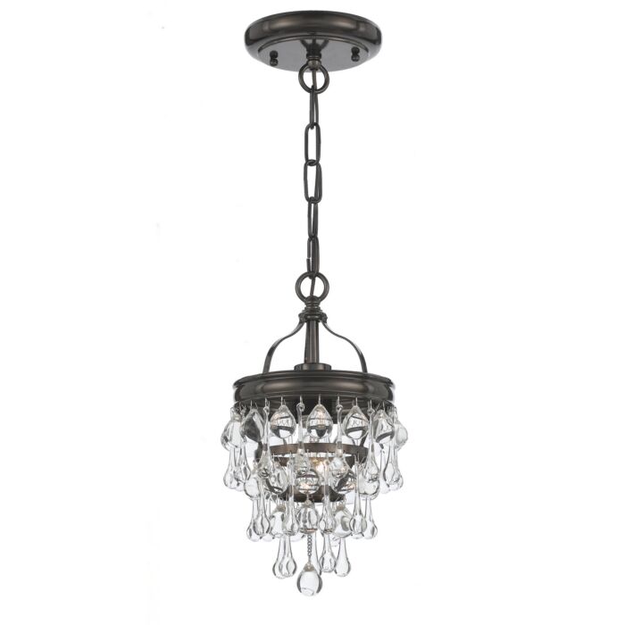 Crystorama Calypso 14 Inch Mini Chandelier in Vibrant Bronze with Clear Glass Drops Crystals