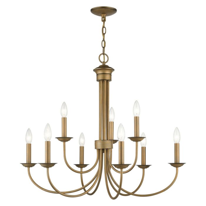 Estate 9-Light Chandelier in Antique Gold Leaf