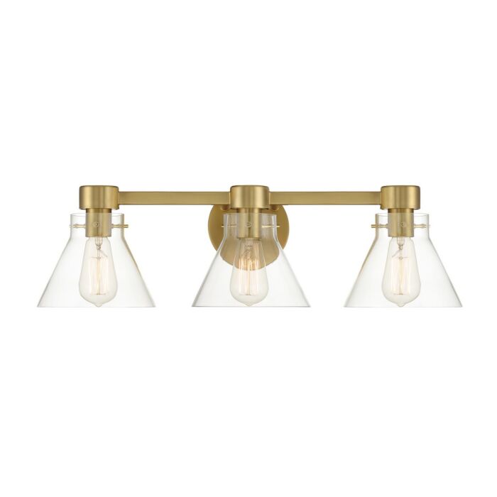 Willow Creek (existing DF extension) 3-Light Bathroom Vanity Light in Brushed Gold