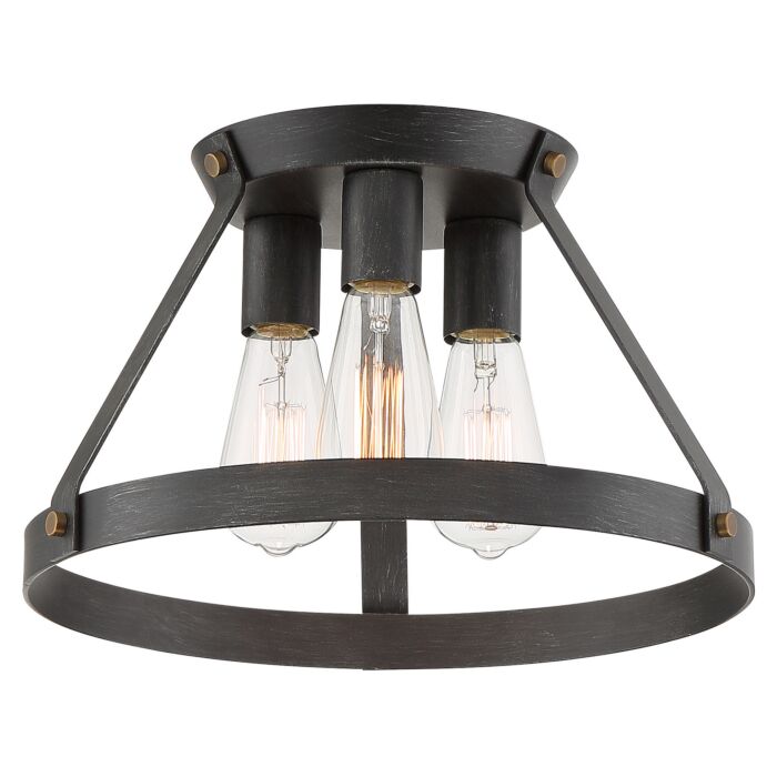 Wicker Park 3-Light Semi-Flush Mount in Weathered Pewter