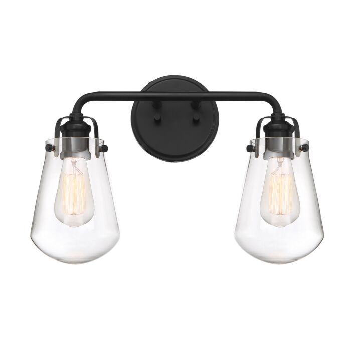 Elliott 2-Light Bathroom Vanity Light Bar Vanity in Matte Black