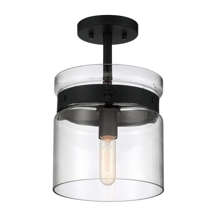 Midnight LA 1-Light Semi-Flush Mount in Matte Black