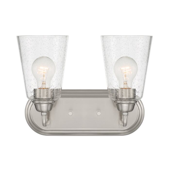 Zane 2-Light Bathroom Vanity Light in Brushed Nickel