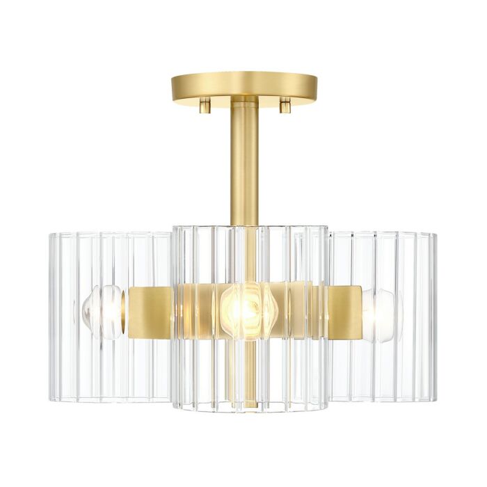 Aries 3-Light Semi-Flush Mount in Brushed Gold