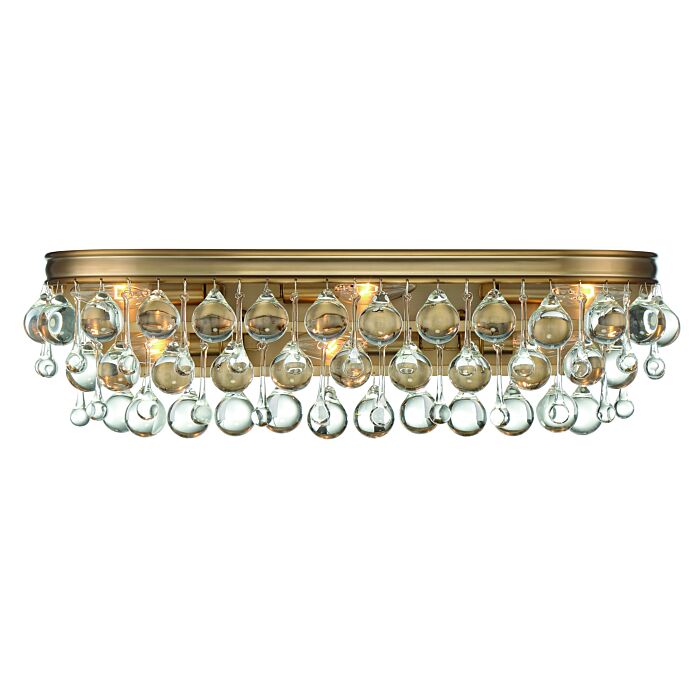 Crystorama Calypso 6 Light Bathroom Vanity Light in Vibrant Gold with Clear Glass Drops Crystals