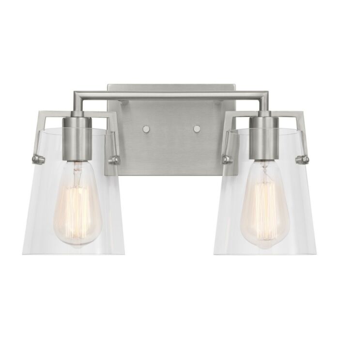 Crofton 2-Light Bathroom Vanity Light in Brushed Steel by Drew & Jonathan