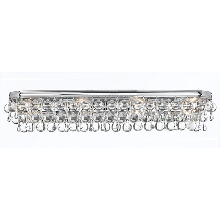 Crystorama Calypso 8 Light Bathroom Vanity Light in Polished Chrome with Clear Glass Drops Crystals