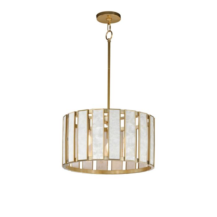 Miramar 3-Light Pendant in Capiz with Natural Aged Brass