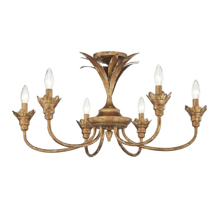 Six Light Semi-Flush Mount by Golden