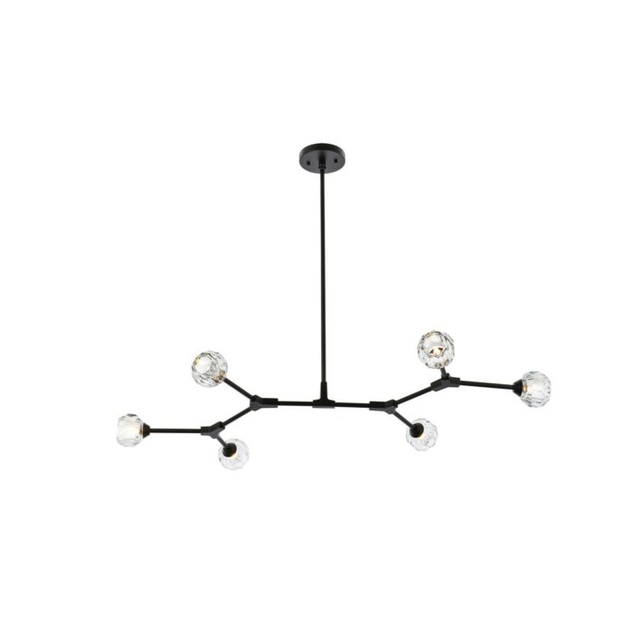 Zayne 6-Light Pendant in Black and Clear