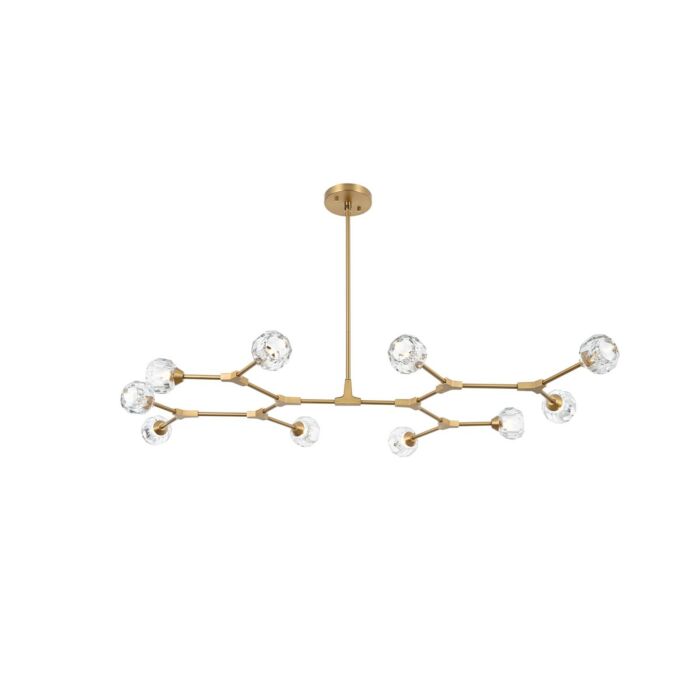 Zayne 10-Light Pendant in Gold and Clear