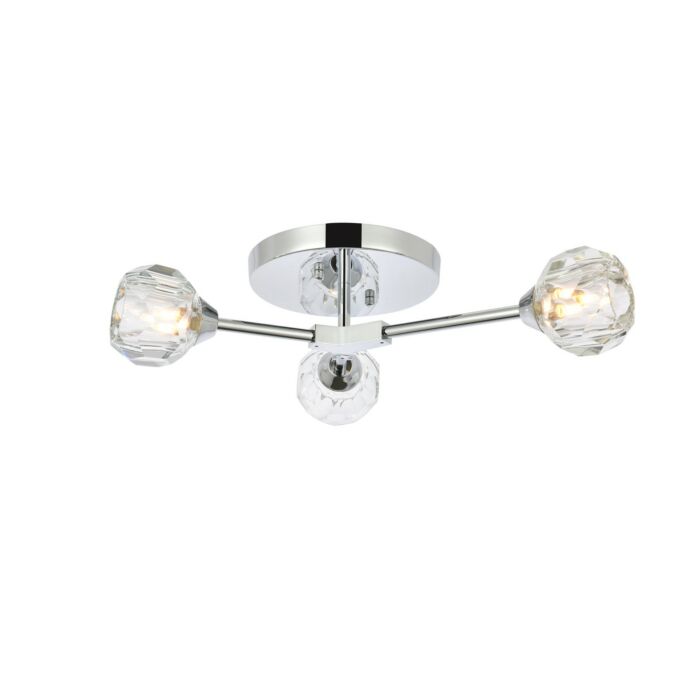 Zayne 3-Light Flush Mount in Chrome and Clear