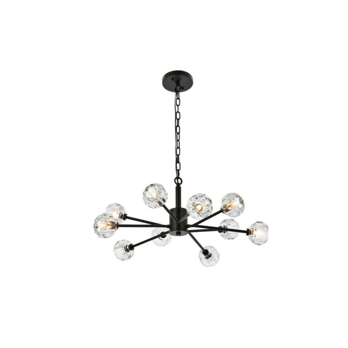 Graham 10-Light Pendant in Black and Clear
