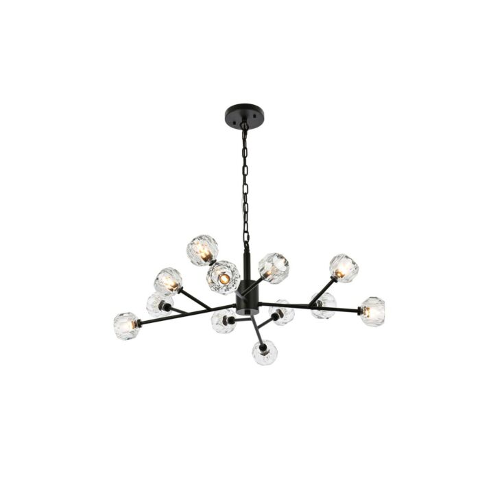 Graham 12-Light Pendant in Black and Clear