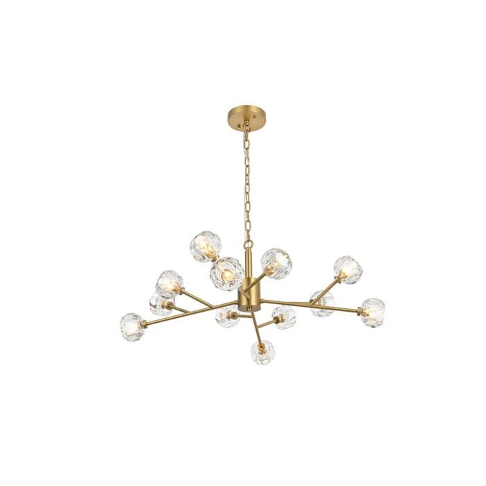 Graham 12-Light Pendant in Gold and Clear