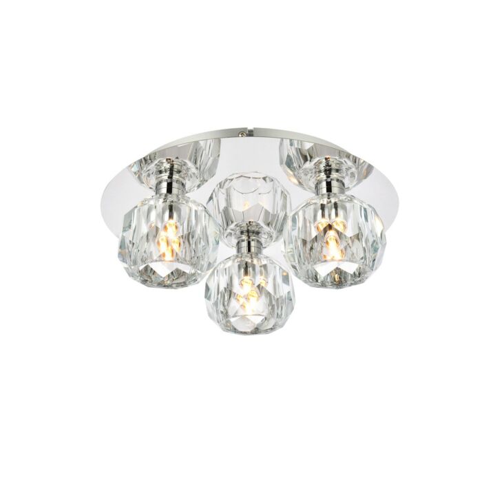 Graham 3-Light Flush Mount in Chrome and Clear